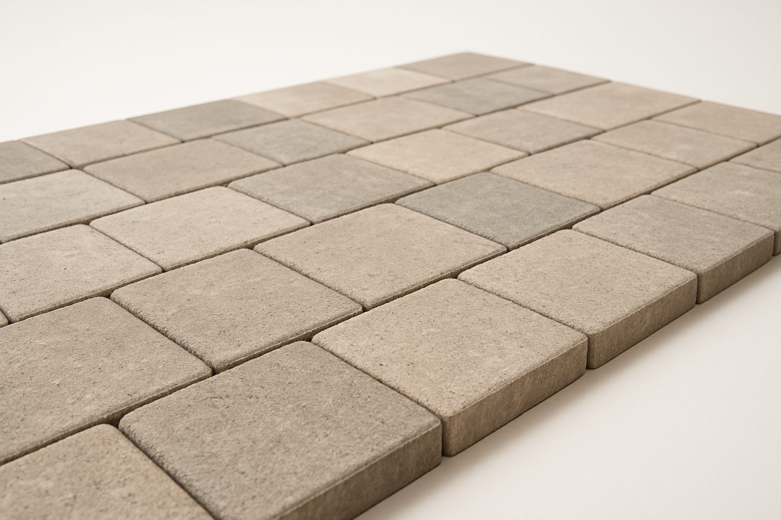 Close-up of various paver stones arranged in a pattern